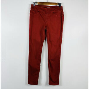Chico's Size 2 00 Denim Pull On Jeggings Jeans Red Brick Pockets Stretch